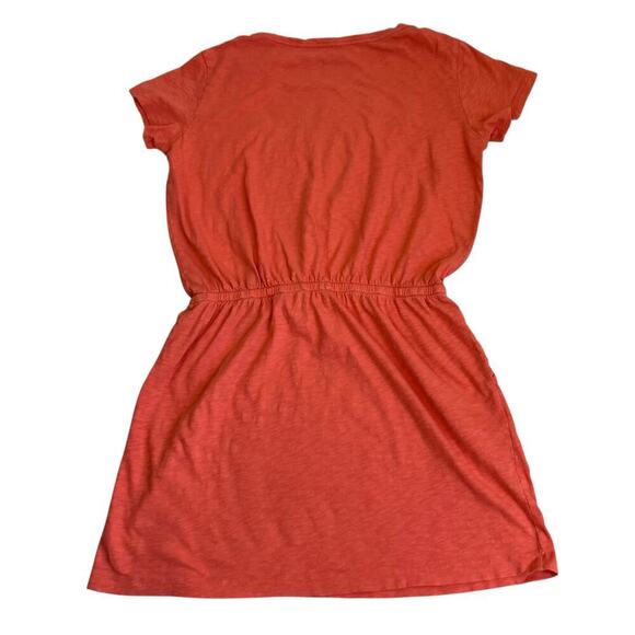 Life is Good Sz M Short Sleeve Textured Slub Cotton Mini Dress Orange Rising Sun - Picture 11 of 16